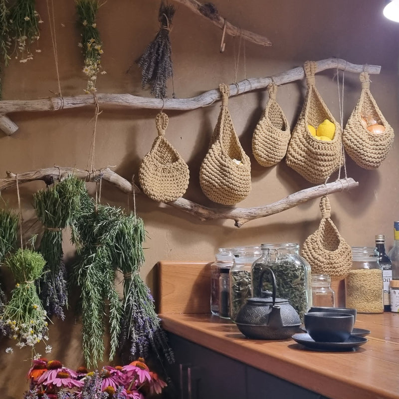 hangign baskets in our kitchen